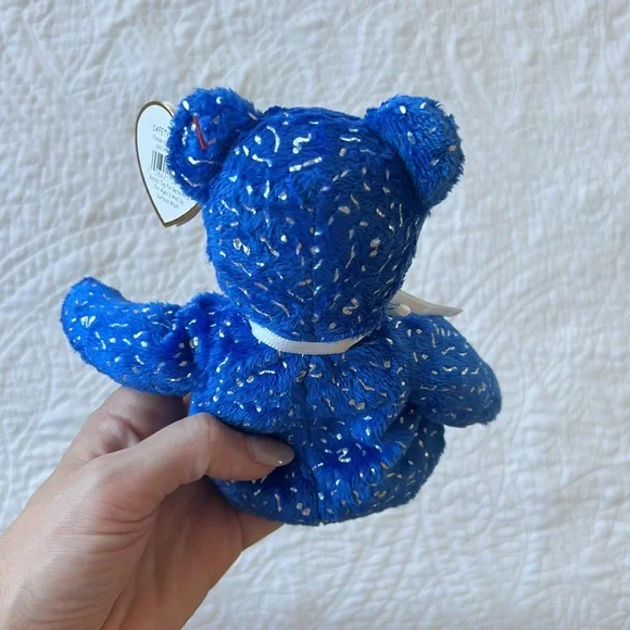 GIFTED Ty Beanie Babies Baby Blue Sparkly Decade Teddy Bear Rare Collectible - Picture 4 of 8
